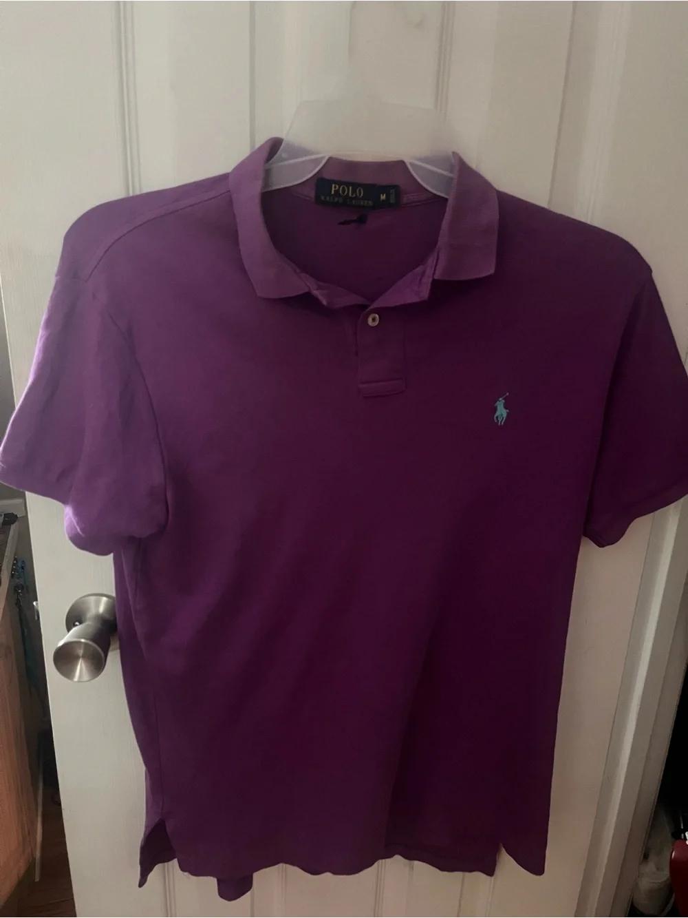 Polo by Ralph Lauren Purple Men's Polo with Teal Pony Logo